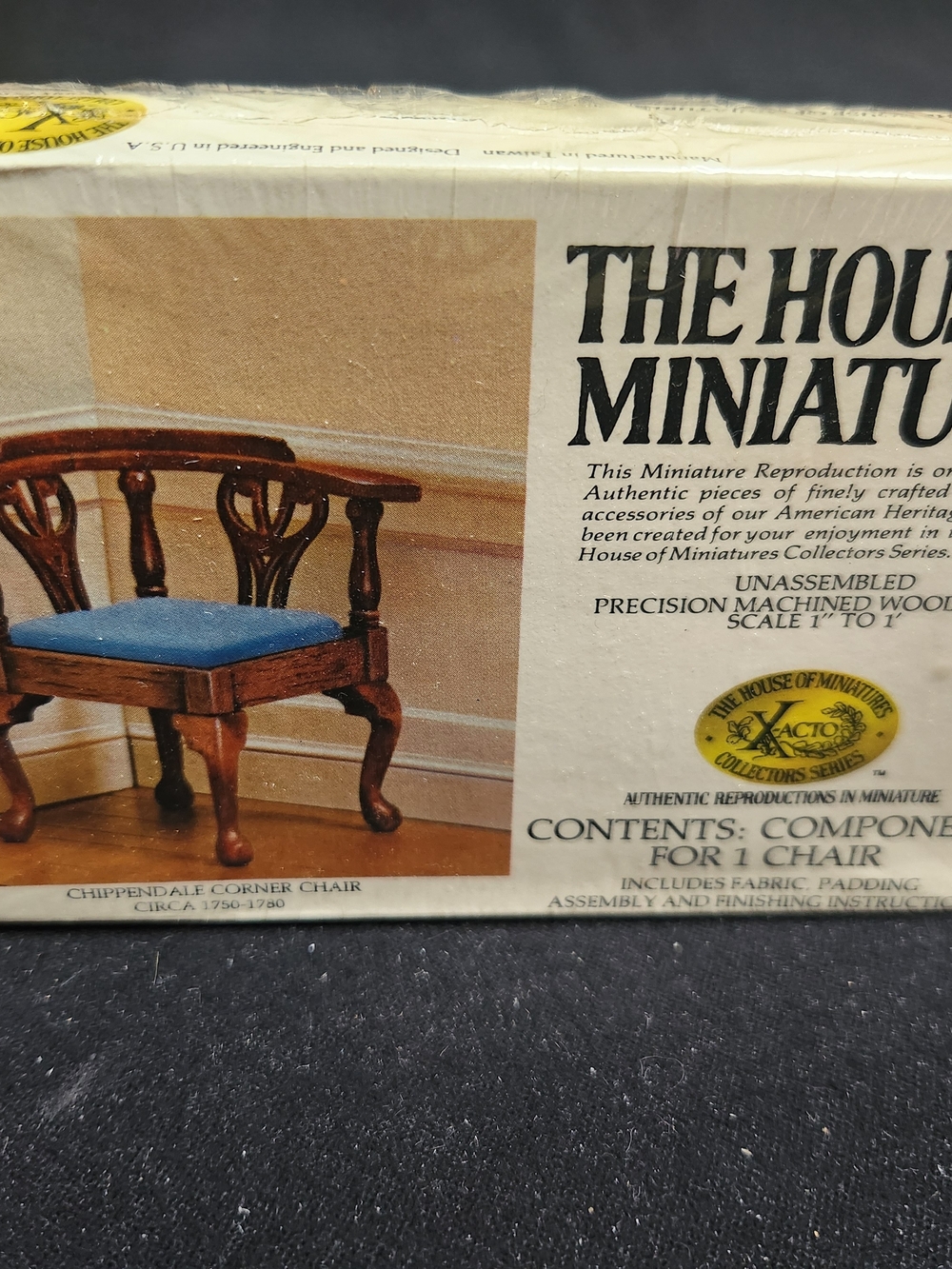 X-acto Chippendale Corner Chair Kit - Blue Cushion Circa 1750-1780